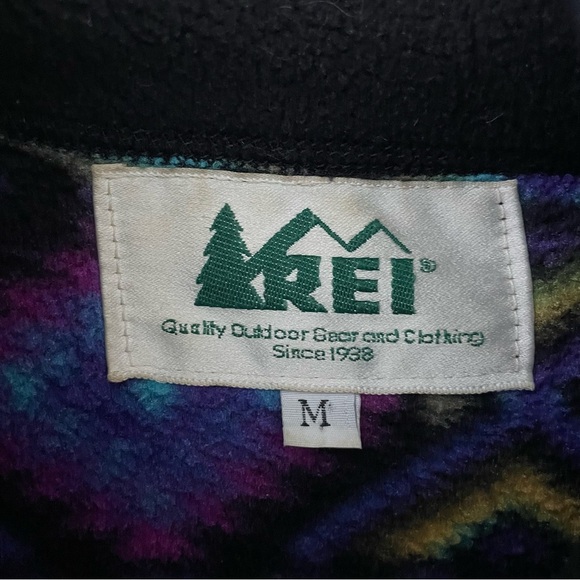 Vintage 90's REI Graphic Aztec Print Pullover Fleece Half Zip Jacket Size Medium - Picture 3 of 7